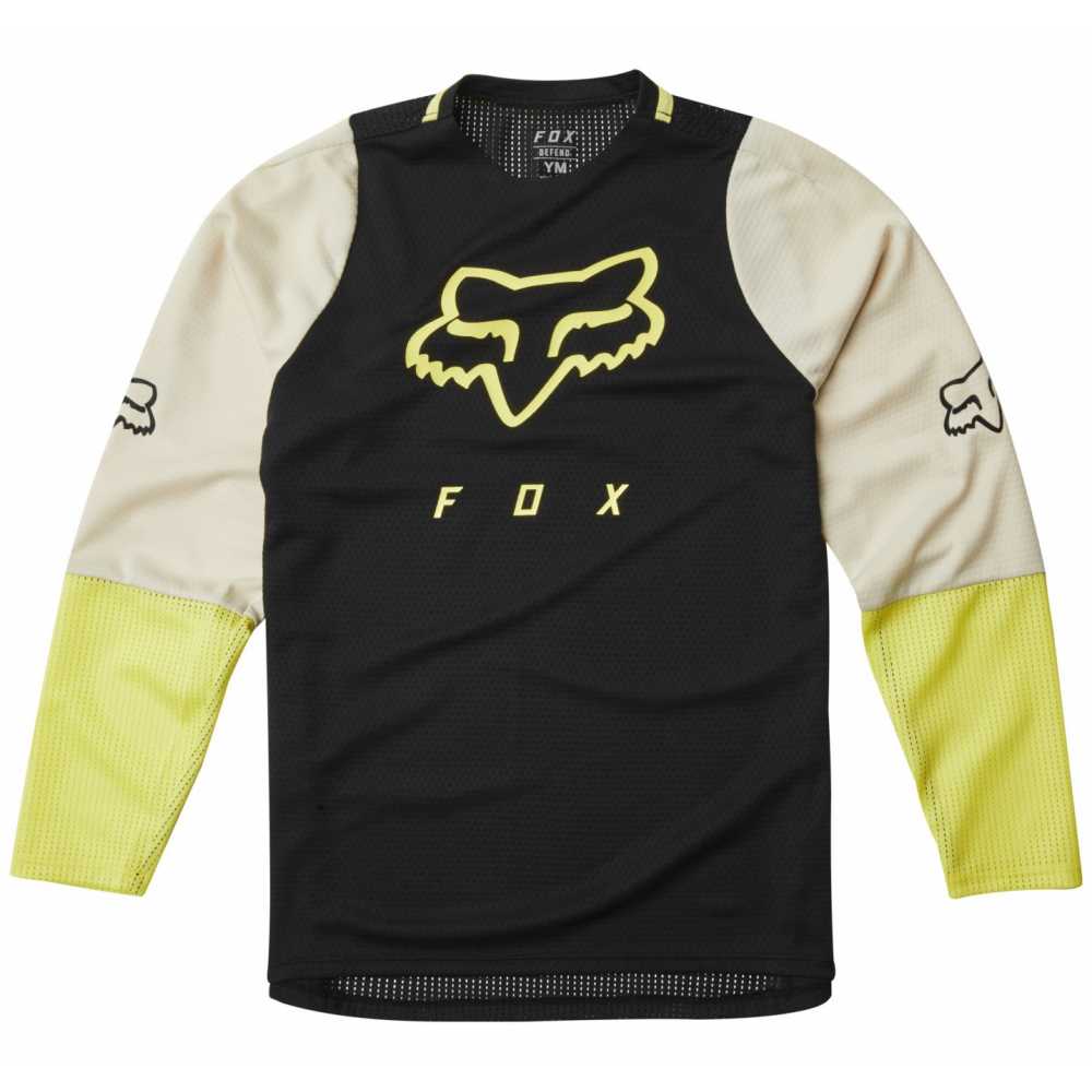 Maillot manches longues enfant fox defend noir jaune