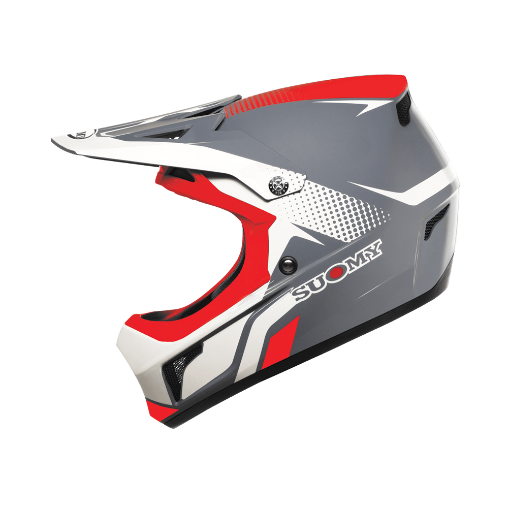 Casque intégral suomy extrême gris rouge blanc