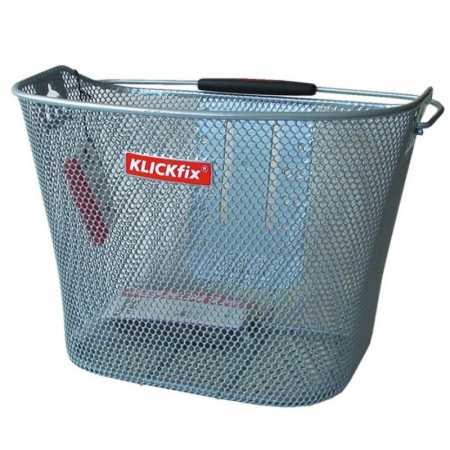 PANIER AVANT KLICKFIX MAILLE ÉTROITE AVEC ADAPTATEUR ARGENT 16 LITRES