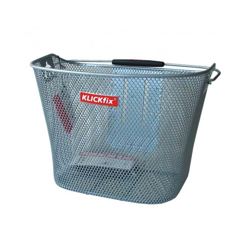 PANIER AVANT KLICKFIX MAILLE ÉTROITE AVEC ADAPTATEUR ARGENT 16 LITRES